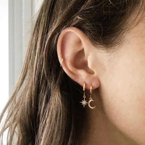 Moon and Star Earrings