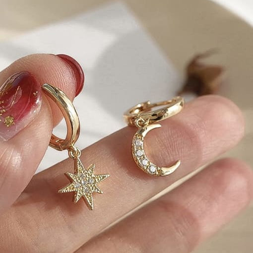 Moon and Star Earrings
